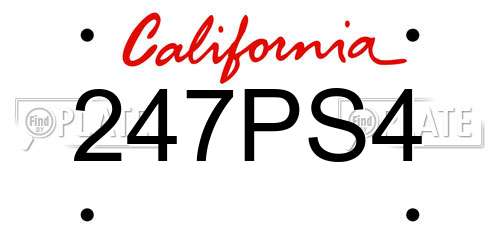 247PS4 California License Plate