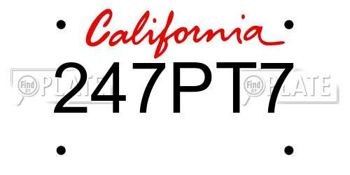 247PT7 California License Plate