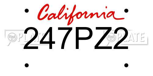 247PZ2 California License Plate