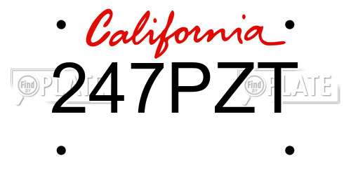 247PZT California License Plate
