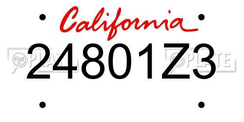 24801Z3 California License Plate