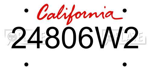 24806W2 California License Plate