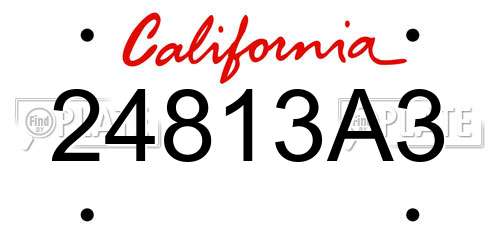 24813A3 California License Plate