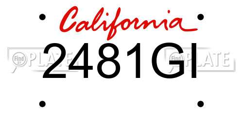 2481GI California License Plate