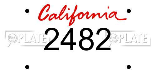 2482 California License Plate