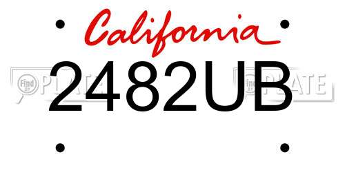 2482UB California License Plate