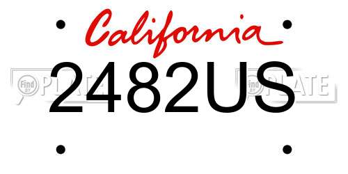 2482US California License Plate