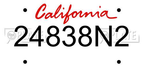 24838N2 California License Plate