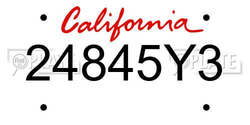 24845Y3 California License Plate