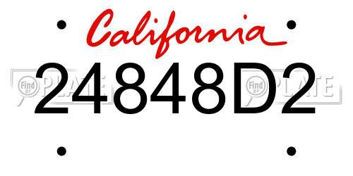 24848D2 California License Plate