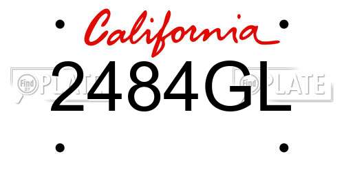2484GL California License Plate
