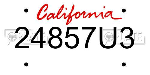 24857U3 California License Plate