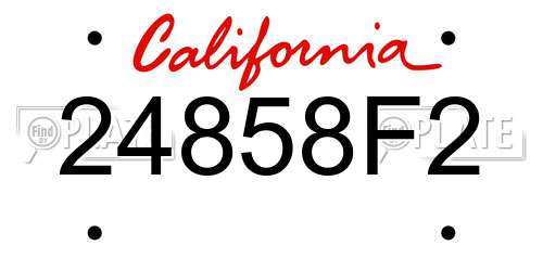 24858F2 California License Plate