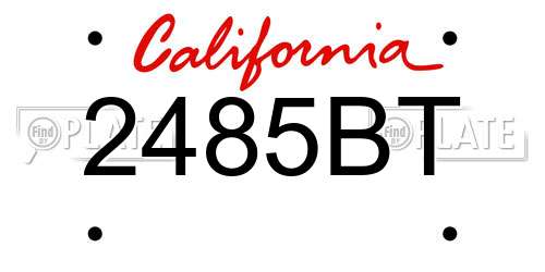 2485BT California License Plate