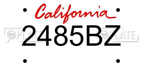 2485BZ California License Plate