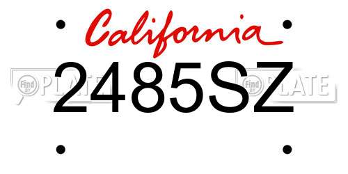 2485SZ California License Plate