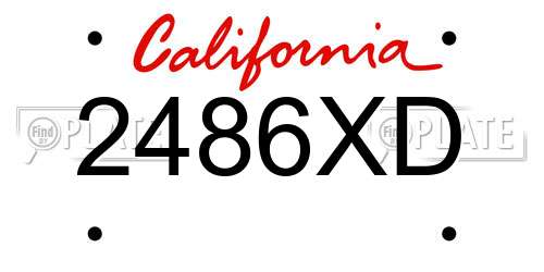 2486XD California License Plate