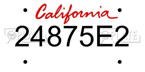 24875E2 California License Plate