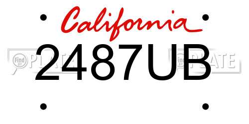 2487UB California License Plate