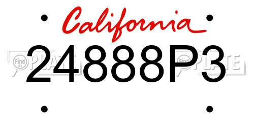 24888P3 California License Plate