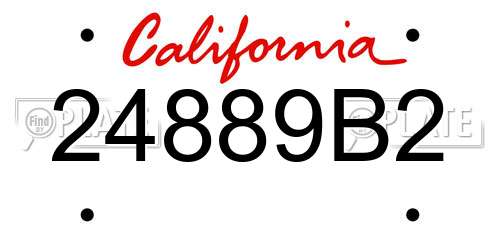 24889B2 California License Plate