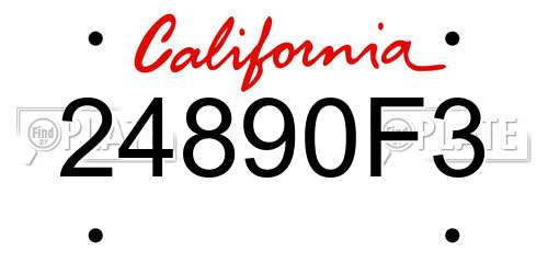24890F3 California License Plate