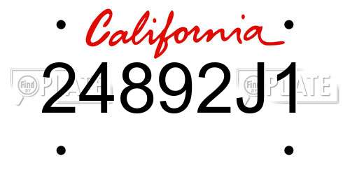 24892J1 California License Plate