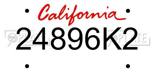 24896K2 California License Plate