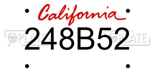 248B52 California License Plate