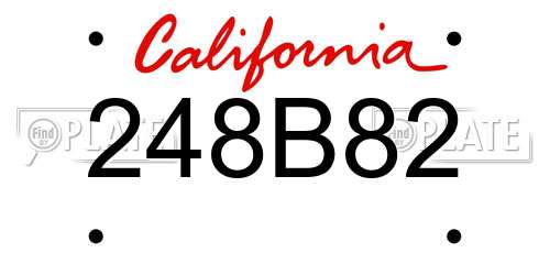 248B82 California License Plate