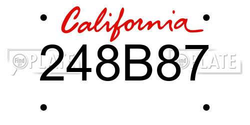 248B87 California License Plate