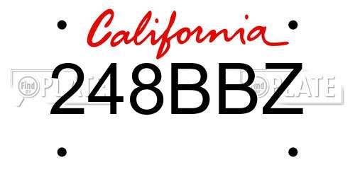 248BBZ California License Plate
