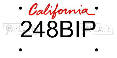 248BIP California License Plate