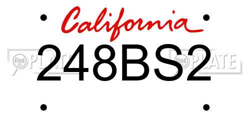 248BS2 California License Plate