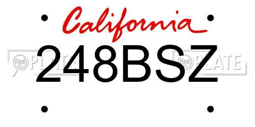248BSZ California License Plate