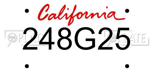 248G25 California License Plate