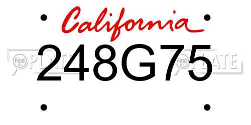 248G75 California License Plate
