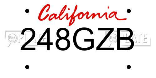 248GZB California License Plate
