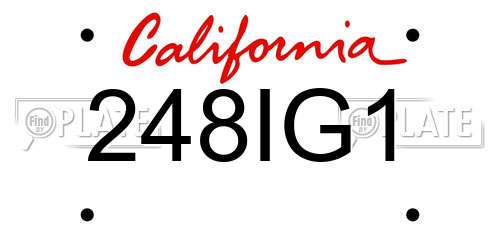 248IG1 California License Plate