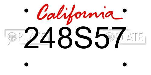 248S57 California License Plate