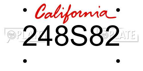 248S82 California License Plate