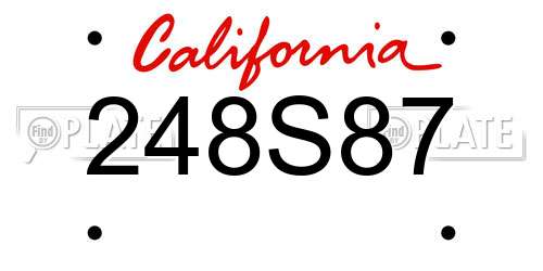 248S87 California License Plate
