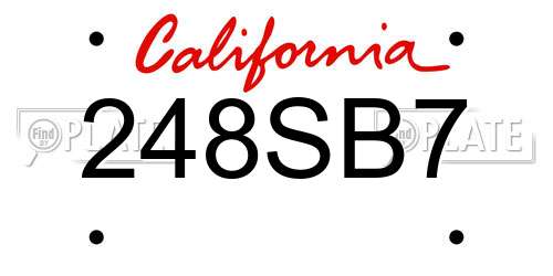 248SB7 California License Plate