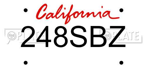 248SBZ California License Plate