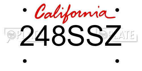 248SSZ California License Plate