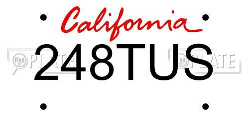 248TUS California License Plate