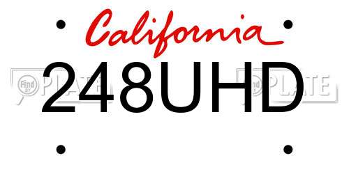 248UHD California License Plate