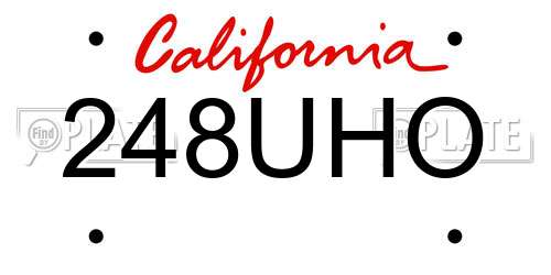 248UHO California License Plate
