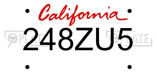 248ZU5 California License Plate