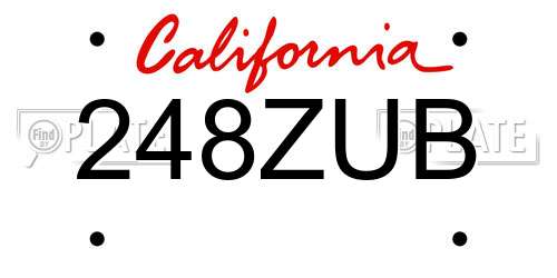 248ZUB California License Plate